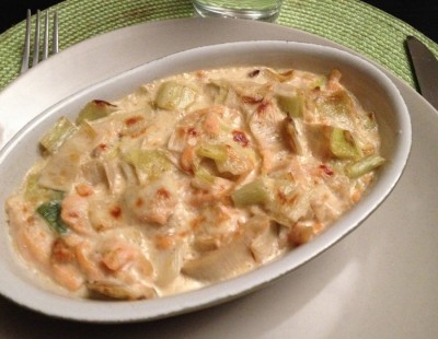 Gratin de poireaux au saumon facile