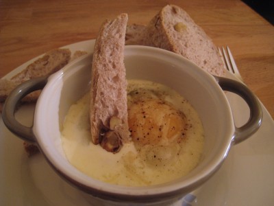 Oeuf cocotte aux champignons et au comté