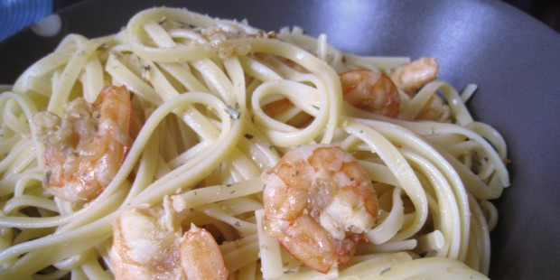 Linguine aux crevettes, piment et citron