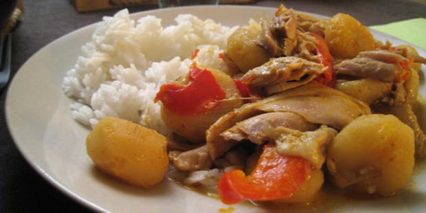 Red curry, poulet et chataignes d'eau