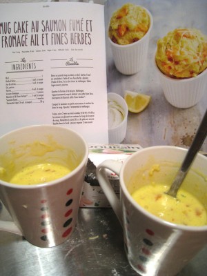 Mugcake salé saumon et fromage ail et fines herbes, boursin quoi :)