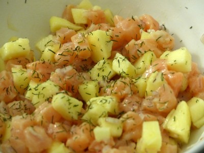 Tartare saumon et pomme golden